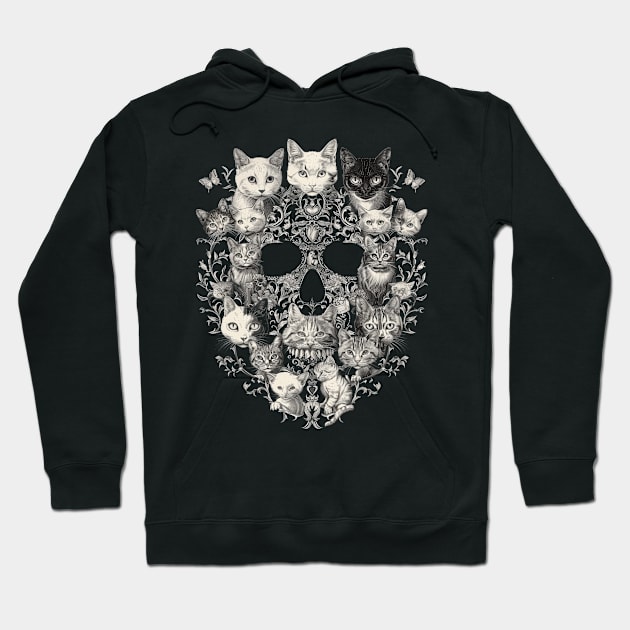 Cat Skull Art Hoodie by BilodeauBlue